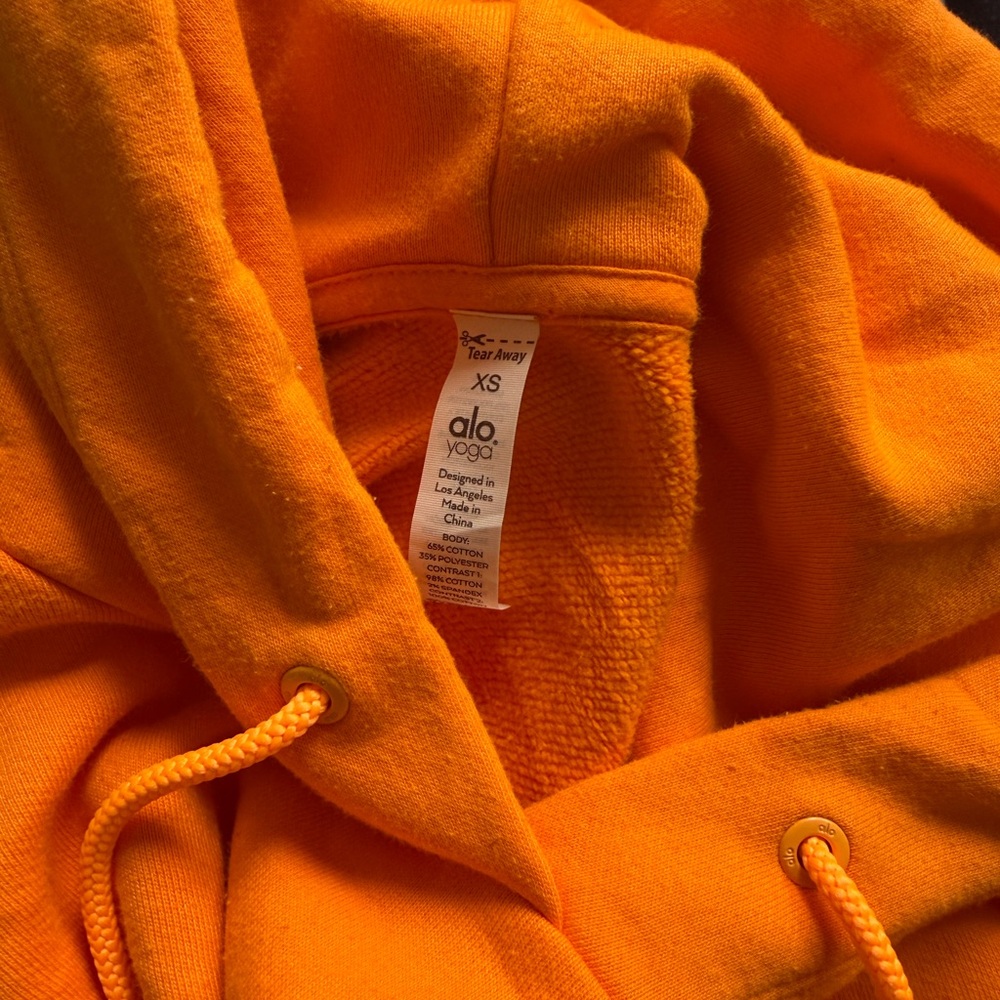ALO Orange Cropped Hoodie Sweatshirt - Women Sweaters - Picture 4 of 4